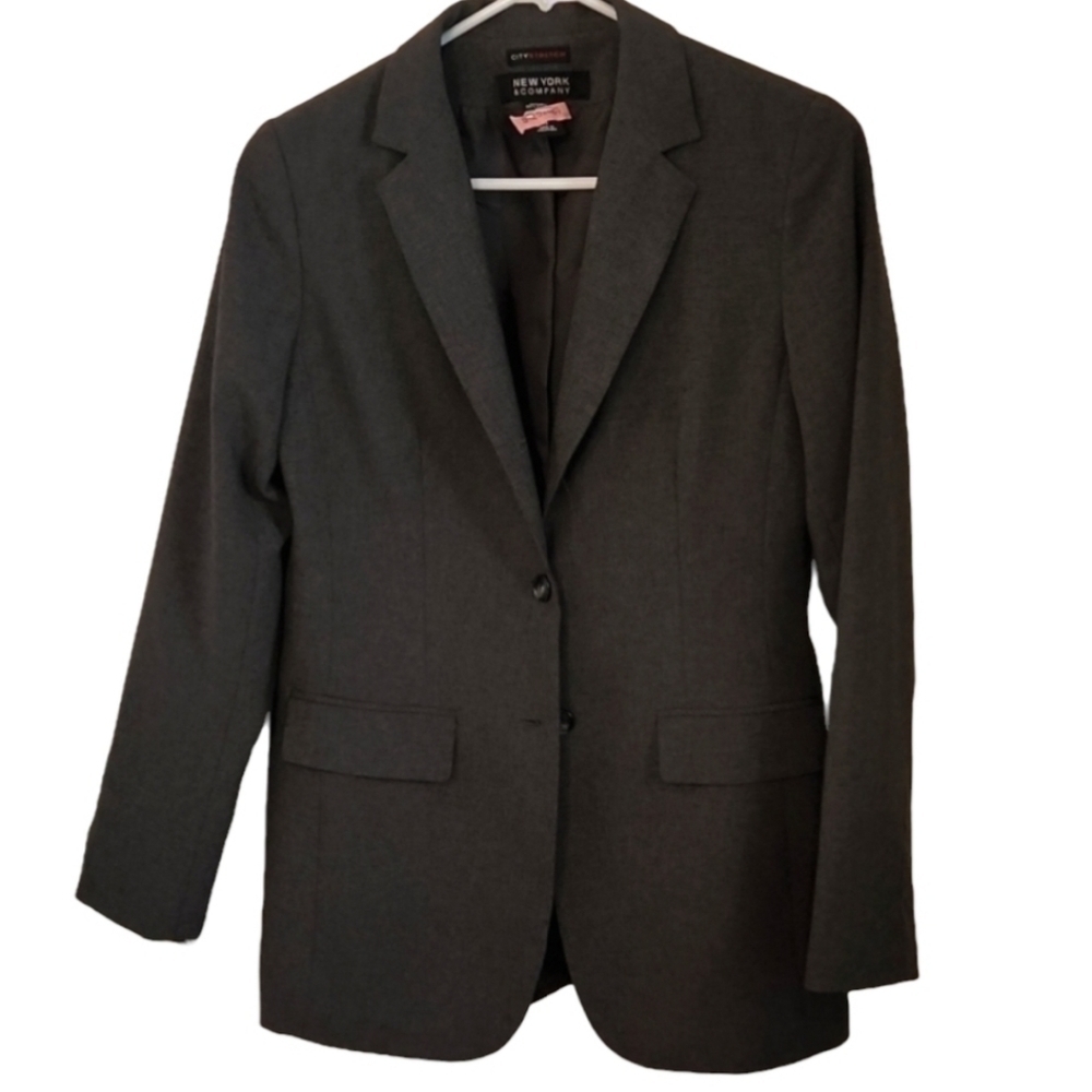New York & Company Gray Tailored Blazer